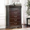 thumbnail image 4 of Furniture of America Ruben Traditional Solid Wood 5-Drawer Chest in Cherry, 4 of 10