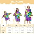thumbnail image 3 of Dailycode Wearable Blanket Hoodie Oversized Sherpa Flannel Blankets with Pocket for 3-14 Year Old Rainbow Color Leopard, 3 of 7