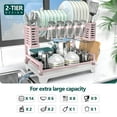 thumbnail image 2 of Dish Drying Rack, 2 Tier Dish Racks for Kitchen Counter, Large Dish Drying Rack with Drainboard & Utensil Holders, Rust-Proof Dish Drainers,Kitchen Organization，Pink, 2 of 6