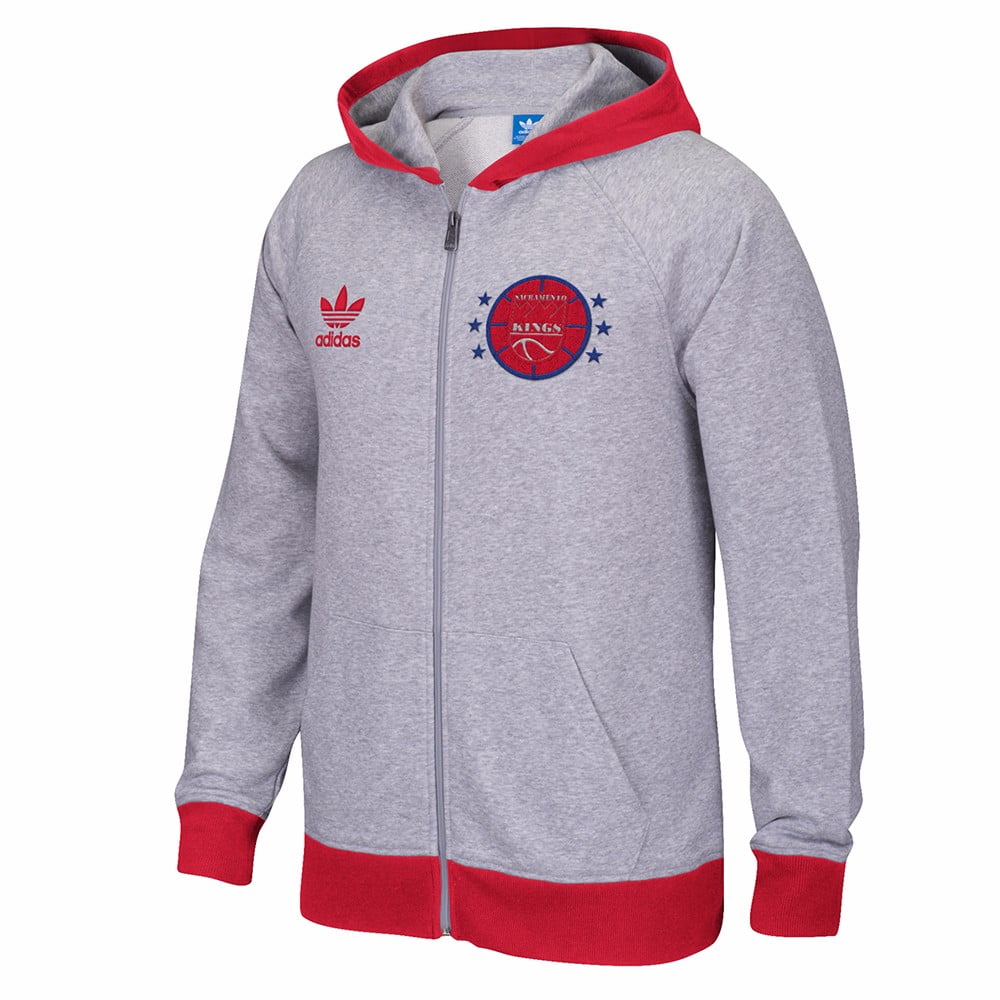 Sacramento Kings NBA Adidas Grey Adidas Originals Full Zip Team Classics Hoodie For Men by Adidas