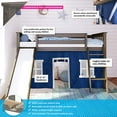 thumbnail image 2 of Max & Lily Simple Lit Mezzanine Bas avec Toboggan et Rideaux Bleus, Argile, 2 of 5