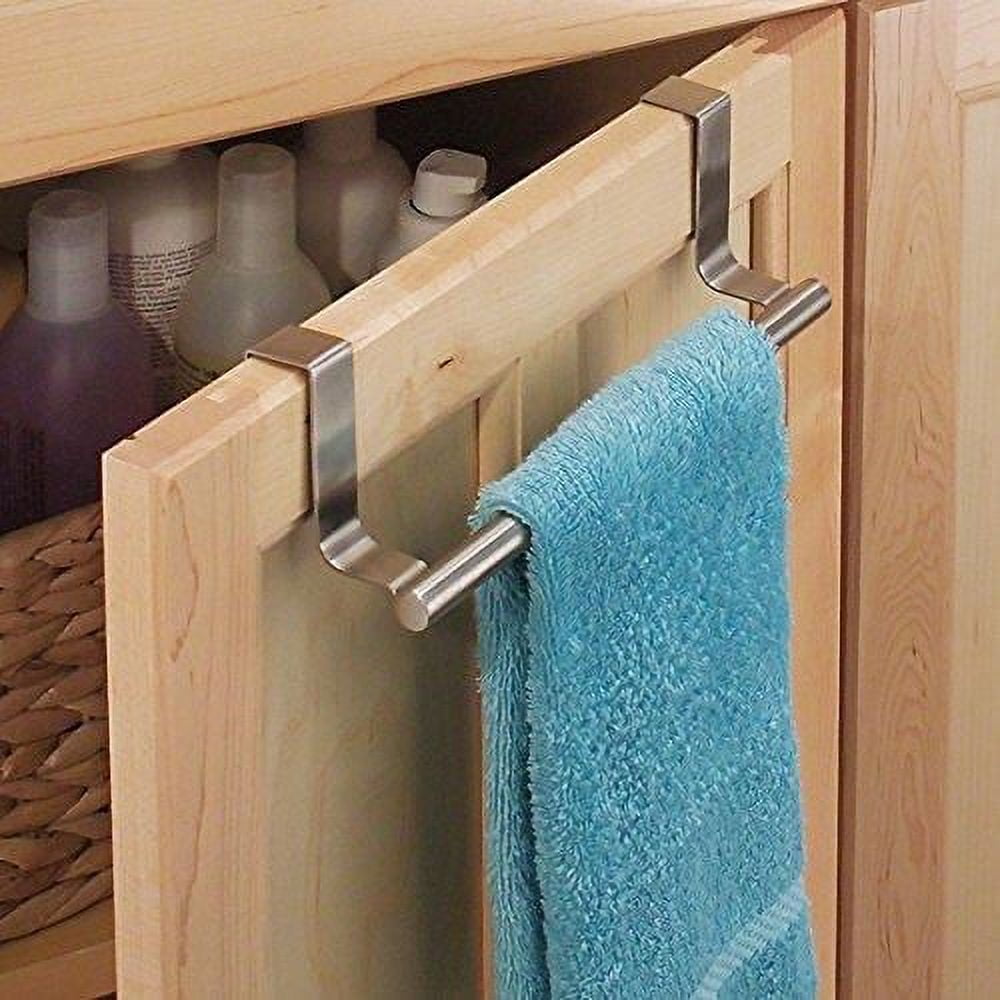 1pc Grey And White Cabinet Towel Holder For Hand Towels And Dishcloths  Without Drilling