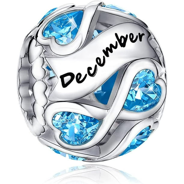 Qucyy Women Infinity Birthstone Charms for Bracelet 925 Sterling Silver Birthstone Charms Beads fit for Bracelet