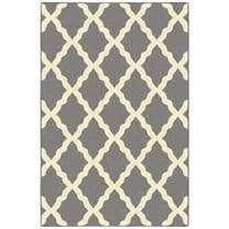 Ottomanson Washable Non-Slip Rubberback Moroccan Trellis 3x5 Area Rug For Living Room, 3'3" x 5', Gray
