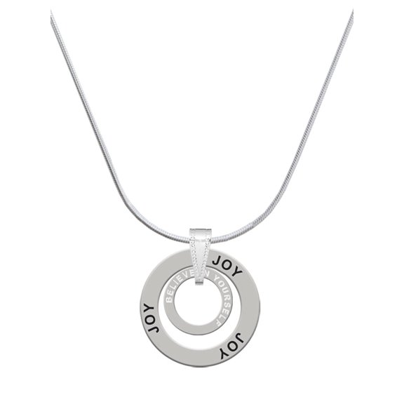 Delight Jewelry Silvertone Believe in Yourself Infinity Ring Joy Ring Charm Necklace, 18"