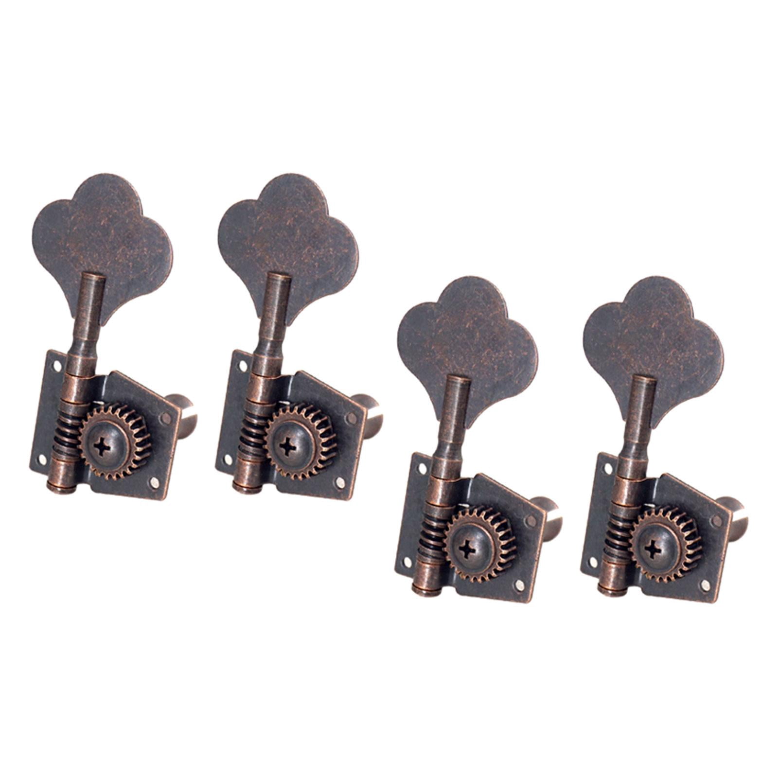 LeeQinersw 4 Open Bass Tuning Pegs Electric Bass Tuning Pegs Machine Heads Knobs Metal Bass 4R Red Bronze