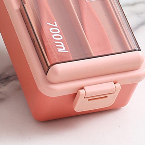 Contenedores de almuerzo de doble capa Bento Box de 1400ML con utensilios para exteriores (rosa) JShteea Libre de BPA