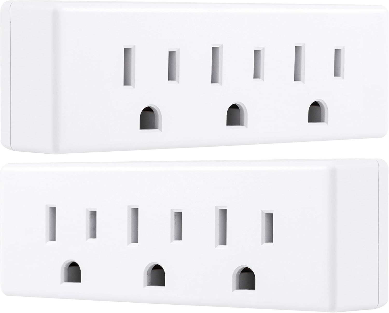 3-Outlet Grounded Wall Tap Extender 2 PacK 3-Prong Power Splitter Adapter UL Listed Multiple Plug Outlet for Home Office School Dorm White (SPS1630W/37)