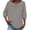 Gray, variant on Women's Spring/Summer Ruffle Puff Sleeve Drawstring Tops 3/4 Sleeves Linen Solid Color Top