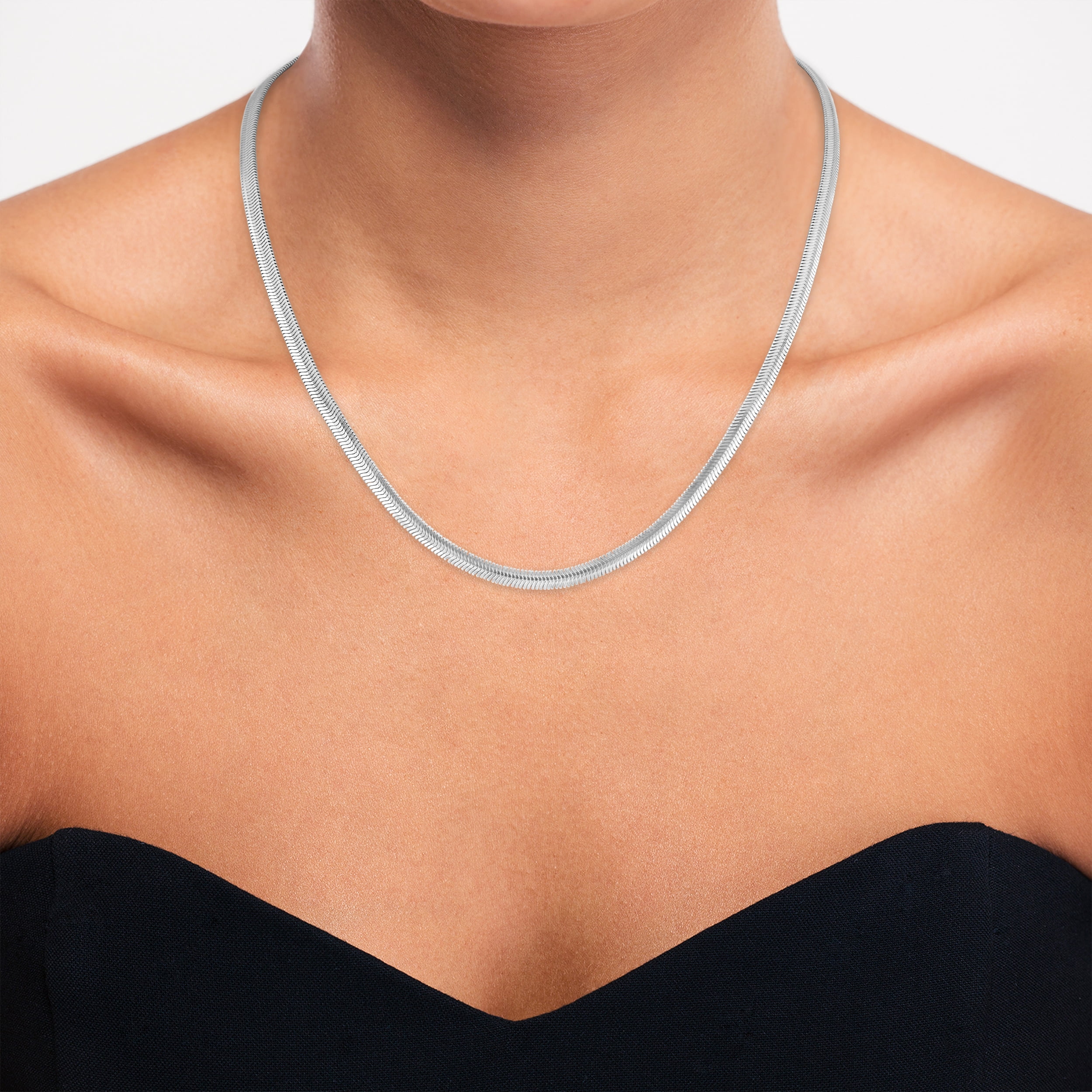 Brilliance Fine Jewelry Italian Sterling Silver 4.5mm Diamond-Cut Snake Chain Necklace, 20"