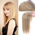 thumbnail image 3 of Benehair 100% Natural Hair Extensions Clip in Topper Toupee Bangs Hairpiece for Woman 10" Ash Blonde, 3 of 10