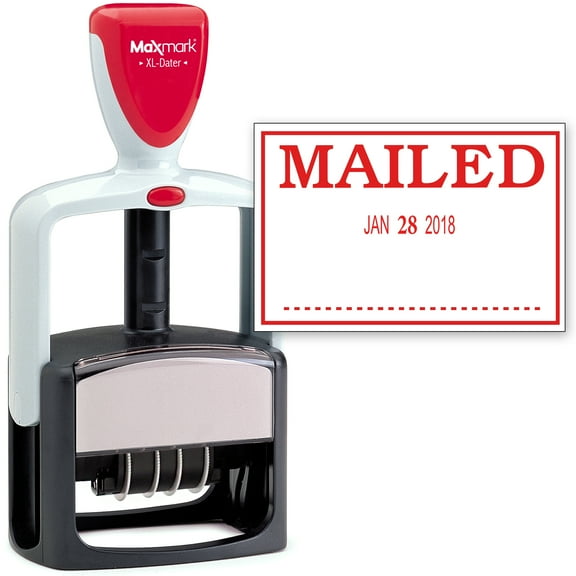 2000 PLUS Heavy Duty Style 2-Color Date Stamp with MAILED self inking stamp - Red Ink