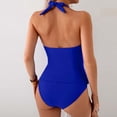 thumbnail image 3 of Womens Halter Tankini Bathing Suit Ruched Tummy Control Two Piece Swimsuit with Bottom Royal Blue M, 3 of 3