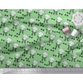 thumbnail image 2 of Soimoi Green Poly Georgette Fabric Bow & Cat Face Kids Printed Fabric 1 Yard 52 Inch Wide, 2 of 3