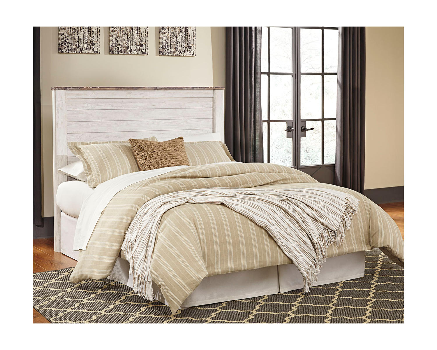 Signature Design by Ashley Casual Willowton Queen Panel Headboard  Whitewash - image 2 of 9