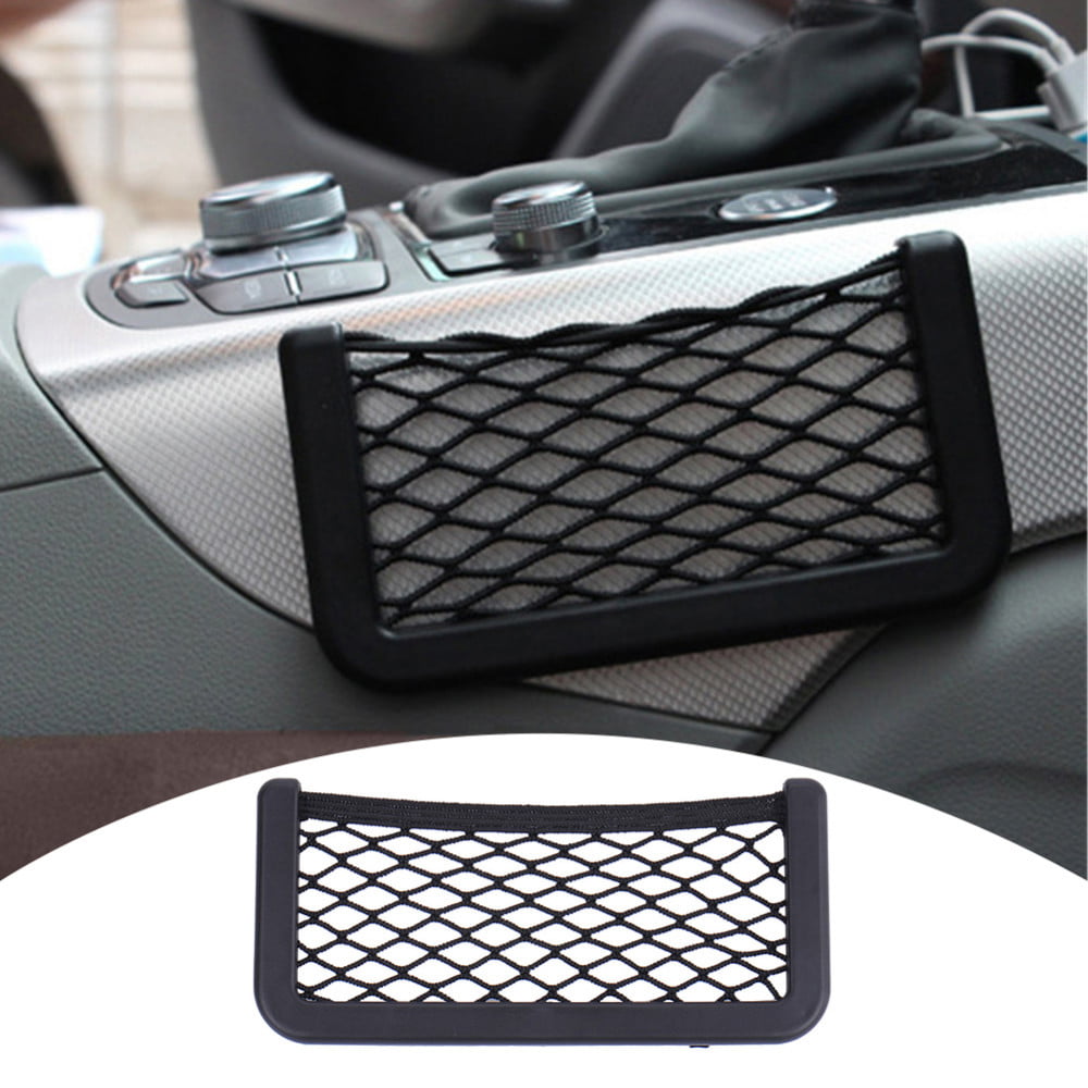 Small Car Seat Side Back Storage Net Bag String Bag Mesh Pocket Organizer Stick-on for Wallet Phone 