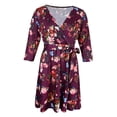 thumbnail image 1 of cuello en V mujer 3/4 vestido corto floral envoltura del vestido midi xl rojo SG Sunnimix Vestido en V floral con cuello en V, 1 of 8
