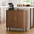thumbnail image 3 of Lulive Walnut Buffet Cabinet, Sideboard Buffet Storage Cabinet with Rolling & Sliding Doors, Modern Bar Cabinet for Kitchen & Dining Room, 3 of 8