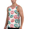 thumbnail image 2 of Workout Tank Tops for Men - Pink Blue Donut Print Quick Dry Sleeveless Muscle Shirts for Men with Running, 2 of 5