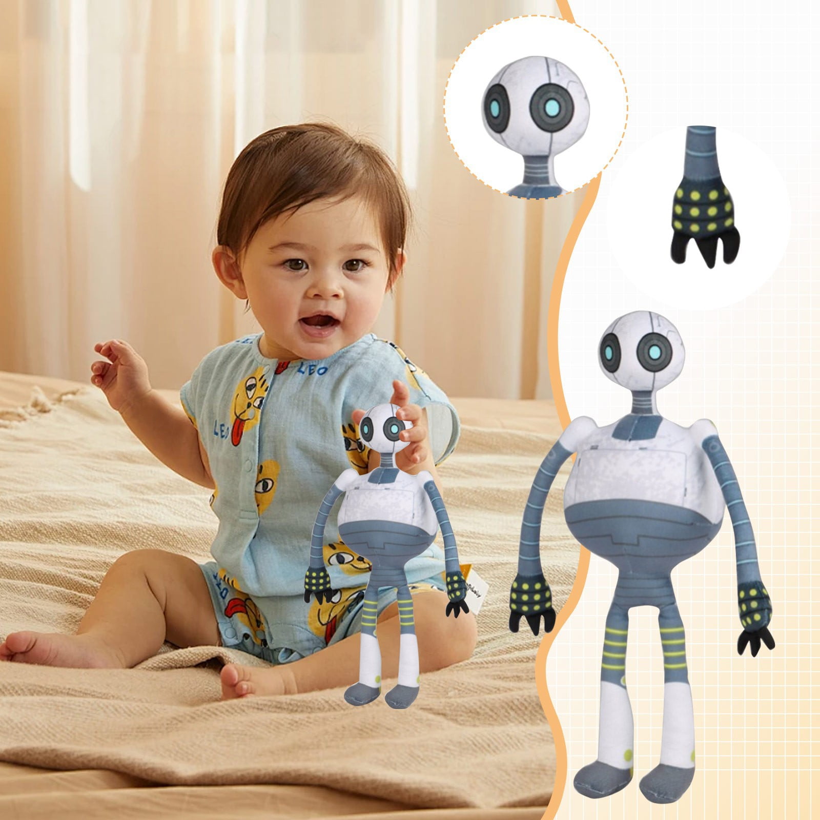 RDCIRP Peluche The Wild Robot, 2024 Roz, Jouet en Peluche Doux | Collection d'oreillers, poupée en Peluche for décoration de Chambre, Excellent Cadeau for Les Enfants et Les Fans
