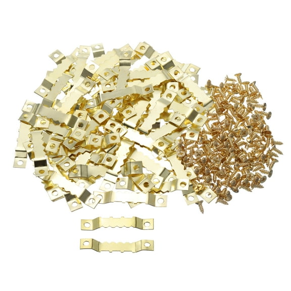Uxcell 80pcs Saw tooth Picture Hangers with 160pcs Screws, Picture Frames Picture Hangers with Screws(Gold)