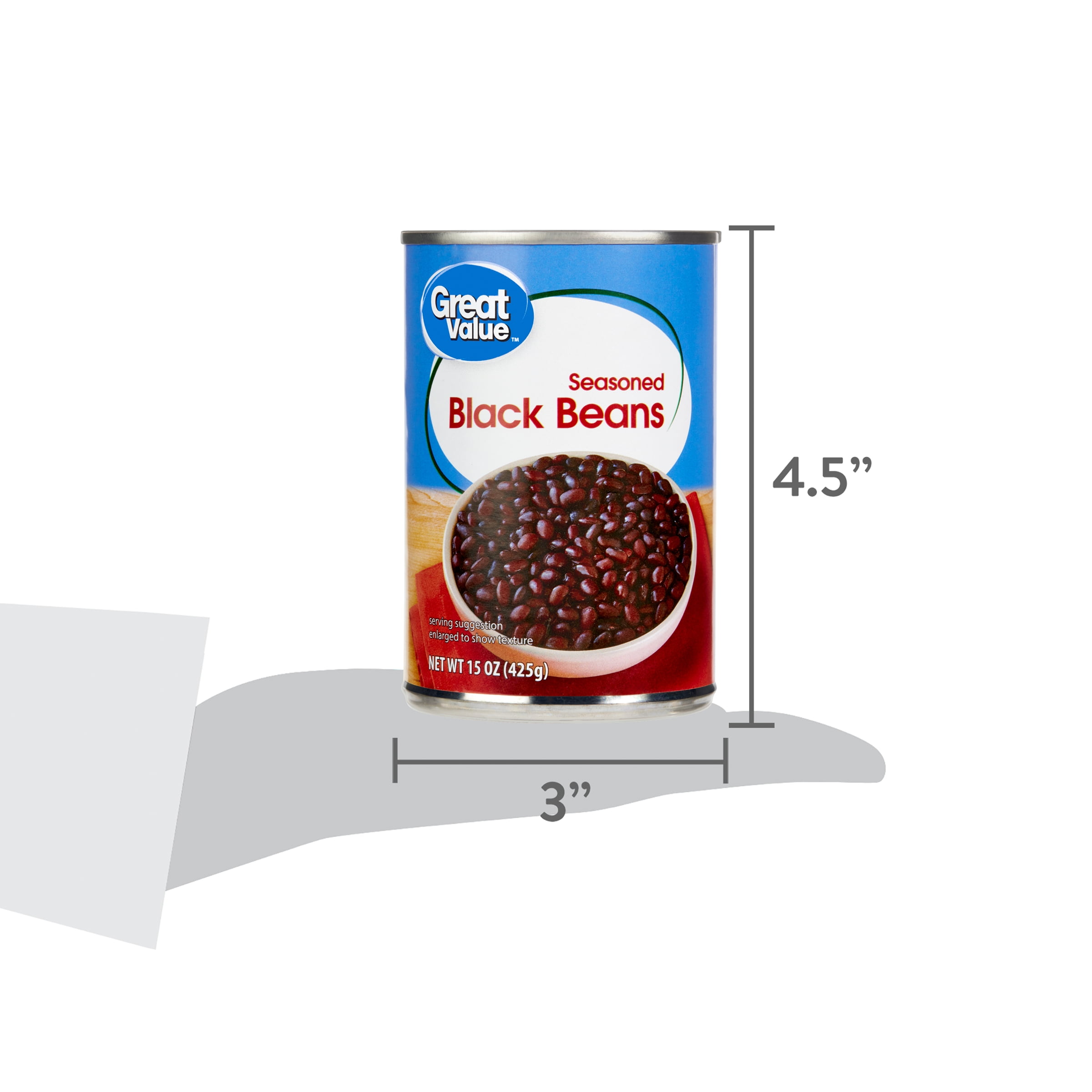Great Value Seasoned Black Beans, 15 oz Can