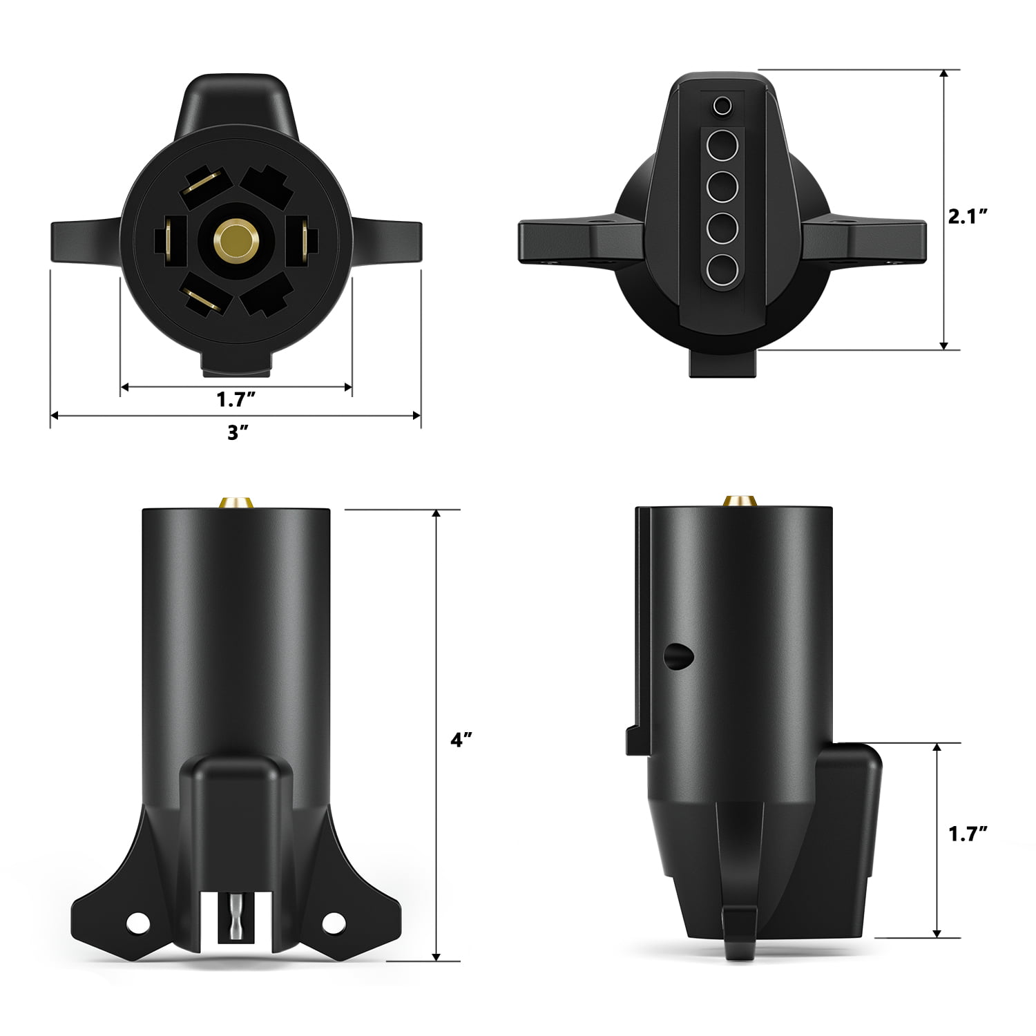 MICTUNING Heavy Duty 7 pin to 5 pin Trailer Adapter Plug Weatherproof