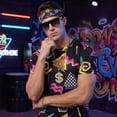 thumbnail image 4 of Alaiyaky 6 Pcs Mens 80s 90s Outfits Hip Hop Costumes Accessories Colorful T Shirt Set for Rock Disco Party, 4 of 8