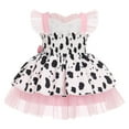 thumbnail image 3 of IBTOM CASTLE Toddler Girls Birthday Dress Cow Strawberry Shiny Confetti Tulle Princess Party Dresses for Cake Smash Photo Shoot 2-3 Years Pink Cow, 3 of 8