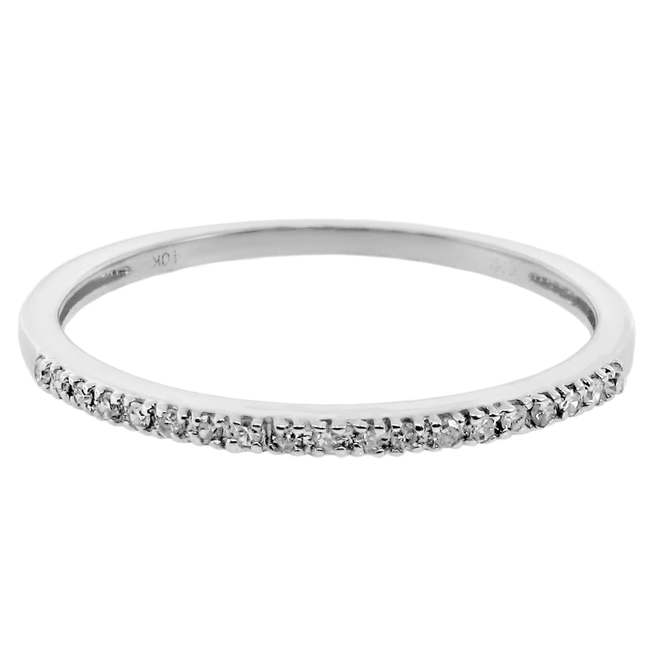 06 cttw White Diamond 14K White Gold Wedding Band Ring Size 8