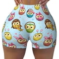 thumbnail image 2 of Gukieu Cute Cartoon Owls 3 Print Women's Sports Shorts, Elastic Waist High Stretch Running Yoga Gym Sweatpants-Small, 2 of 8