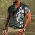 thumbnail image 1 of Haut de Rue Surdimensionné à Motif Hawaïen pour Hommes avec notes Chemise à Manches Courtes Boutonnée, 1 of 5