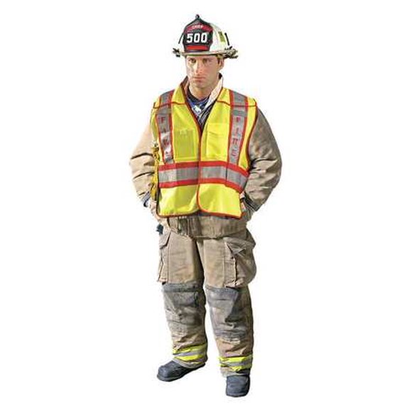 OccuNomix LUX-PSF-YM/L Public Safety Fire Vest, Medium/Large, Yellow/Red