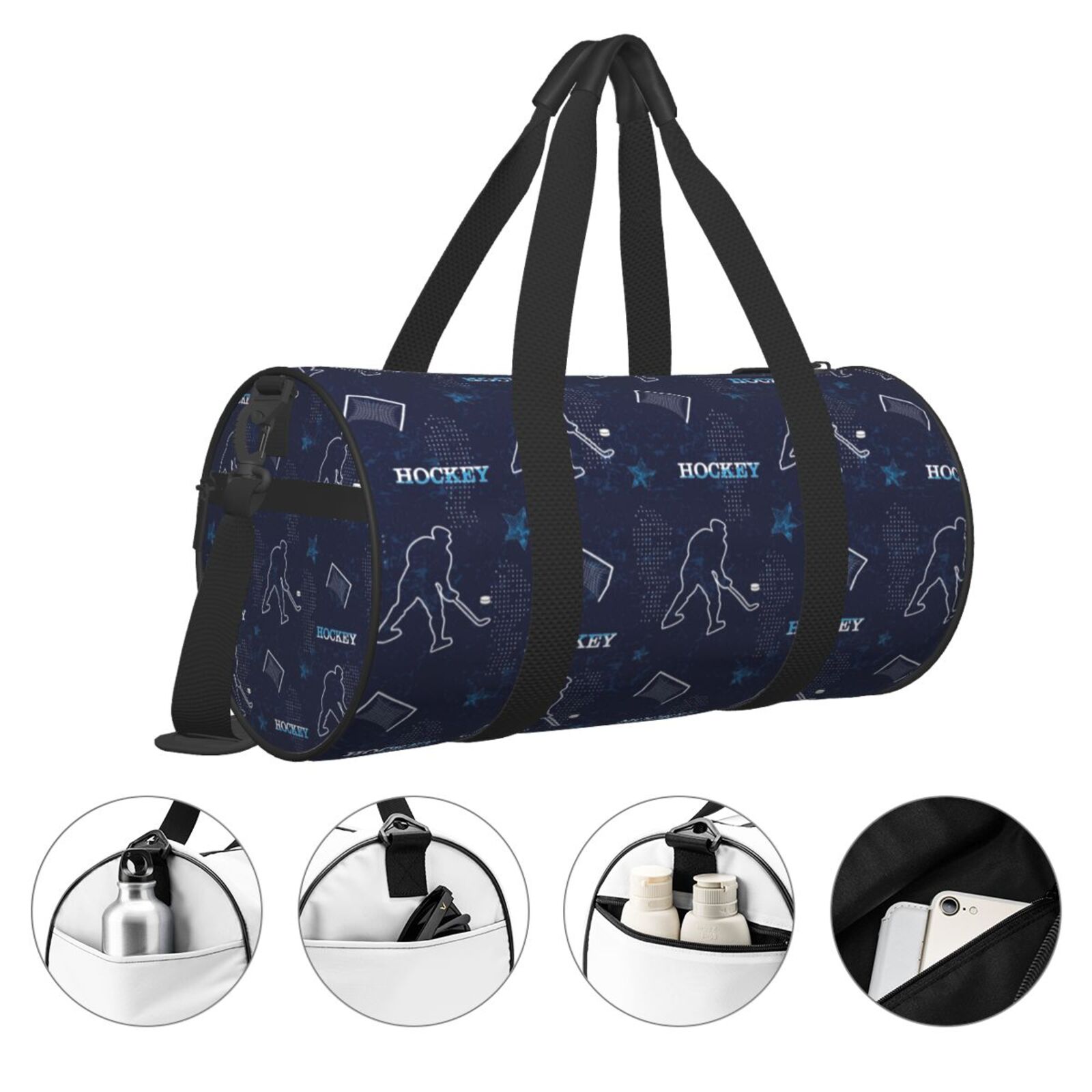 Vsdgher Hockey Players 45L Foldable Duffel Bag, Sports Gym Bag,Overnight Bag, Portable Weekender Bag for Airplanes