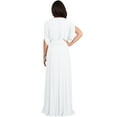 thumbnail image 5 of KOH KOH Long Bridesmaid Formal Short Sleeve V-Neck Full Floor Length Flowy Cocktail Summer Evening Wedding Guest Party Tall Maxi Dress Gown For Women Ivory White X-Large US 14-16 NT026, 5 of 6