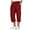 Red, variant on Mens 3/4 Length Cargo Pants,Men's Summer Shorts Elasticated Waist Casual Lightweight Cropped Trousers Solid Color Short Tracksuit Bottoms Drawstring Three Quarter Sweatpants with Pockets