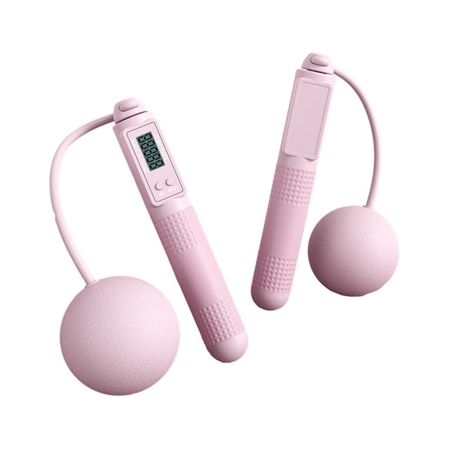 PVC Jump Rope Portable Replacement Digital Solid Color Indoor Durable Jumps Plastic Outdoor Button Control Ergonomic Adjustable Jumping Ropes Pink Ball