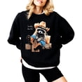 thumbnail image 6 of Howdy Funny Cowboy Raccoon Sweatshirt for Women Men & Kids Western Animal Crewneck Pullover Black Sweatshirt Adult X-Large, 6 of 7