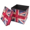 thumbnail image 3 of Footstool with Storage British Flag Pattern Living Room Bedroom Non-woven Fabrics 11.8×11.8×11.8in 1Pcs, 3 of 4