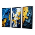 thumbnail image 3 of Designart "Ukrainian Dreamscapes Abstract in Blue and Yellow I" Abstract Painting Framed Wall Art Set Of 3 - Gold Modern Frame Canvas Set For Living Room Decor, 3 of 6