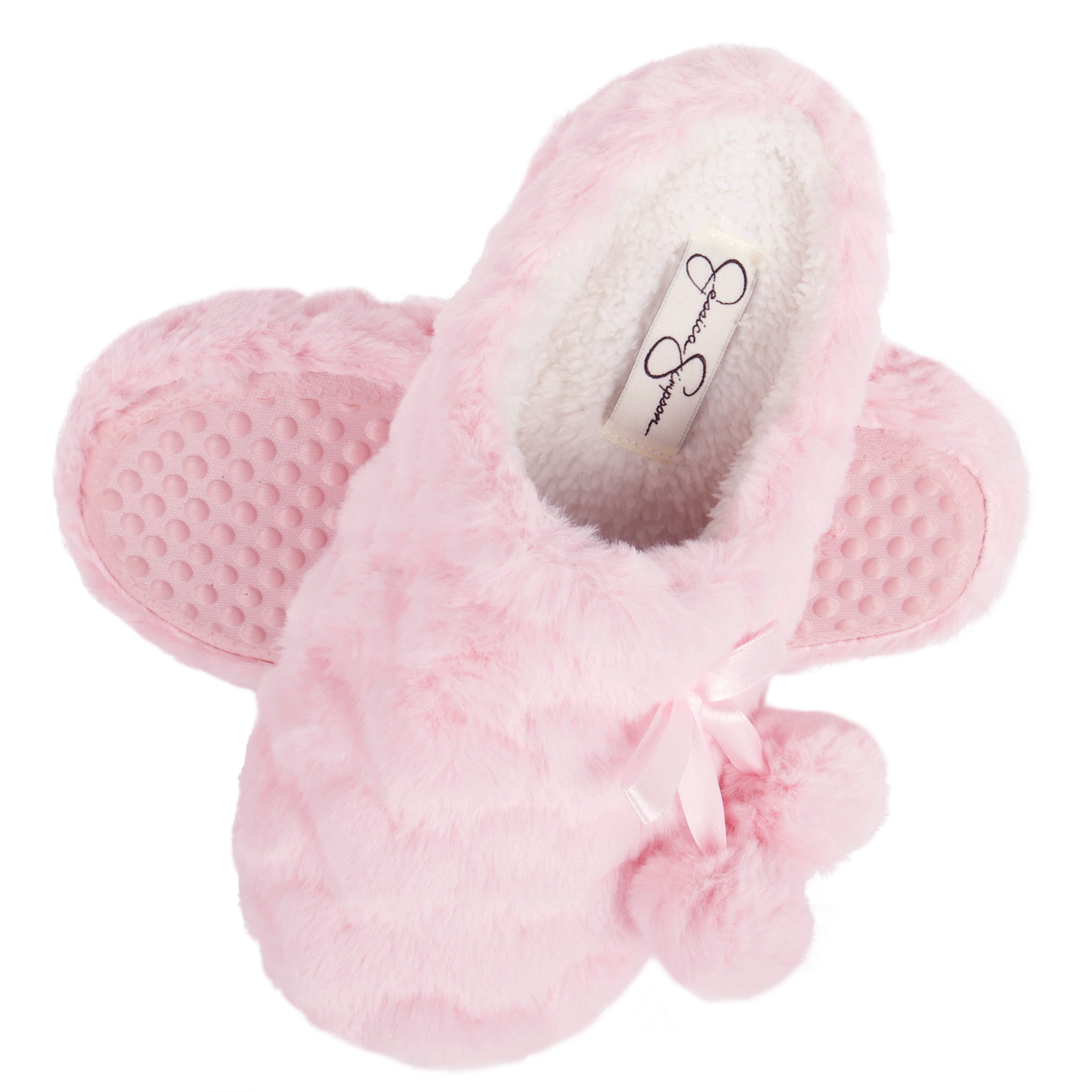 Comfy Memory Foam Slipper House Shoe with Cute Hearts and Pom Poms for Kids Jessica Simpson Girls Plush Slip-On Clogs 