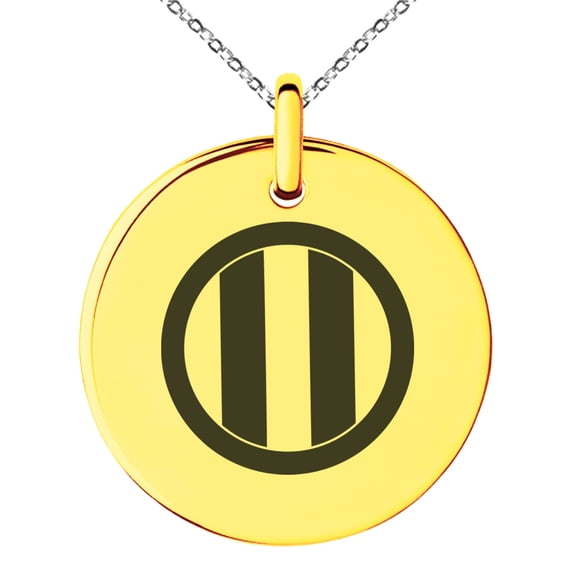 Stainless Steel Jinbo Samurai Crest Engraved Small Medallion Circle Charm Pendant Necklace