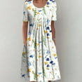 thumbnail image 1 of Robes Soleil Femmes Été Décontracté Manches Courtes Tunique Chemise Midi Robes d'Été pour Femmes Imprimé Marguerites Robe Grande Taille pour Femmes Col Robe de Collation des Grades, 1 of 5