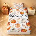 thumbnail image 4 of Homewish Watercolor Pumpkin Twin Sheets, Hello Fall Print Bedding, Cream Orange, 3-Piece (1 Flat Sheet, 1 Fitted Sheet and 1 Pillowcase), 4 of 6