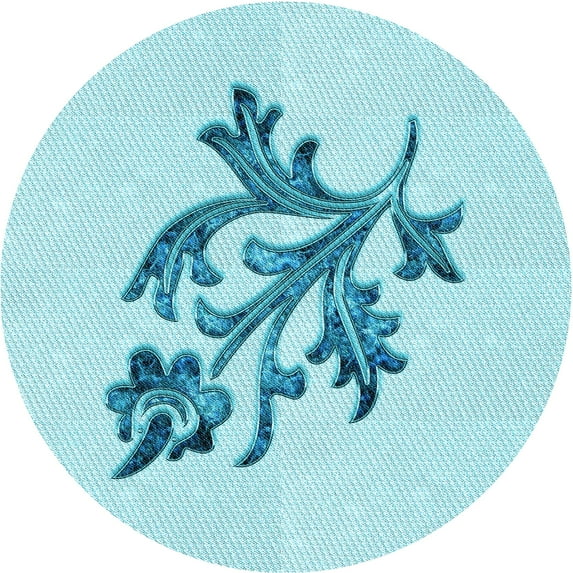 Ahgly Company Indoor Round Patterned Electric Blue Area Rugs, 7' Round