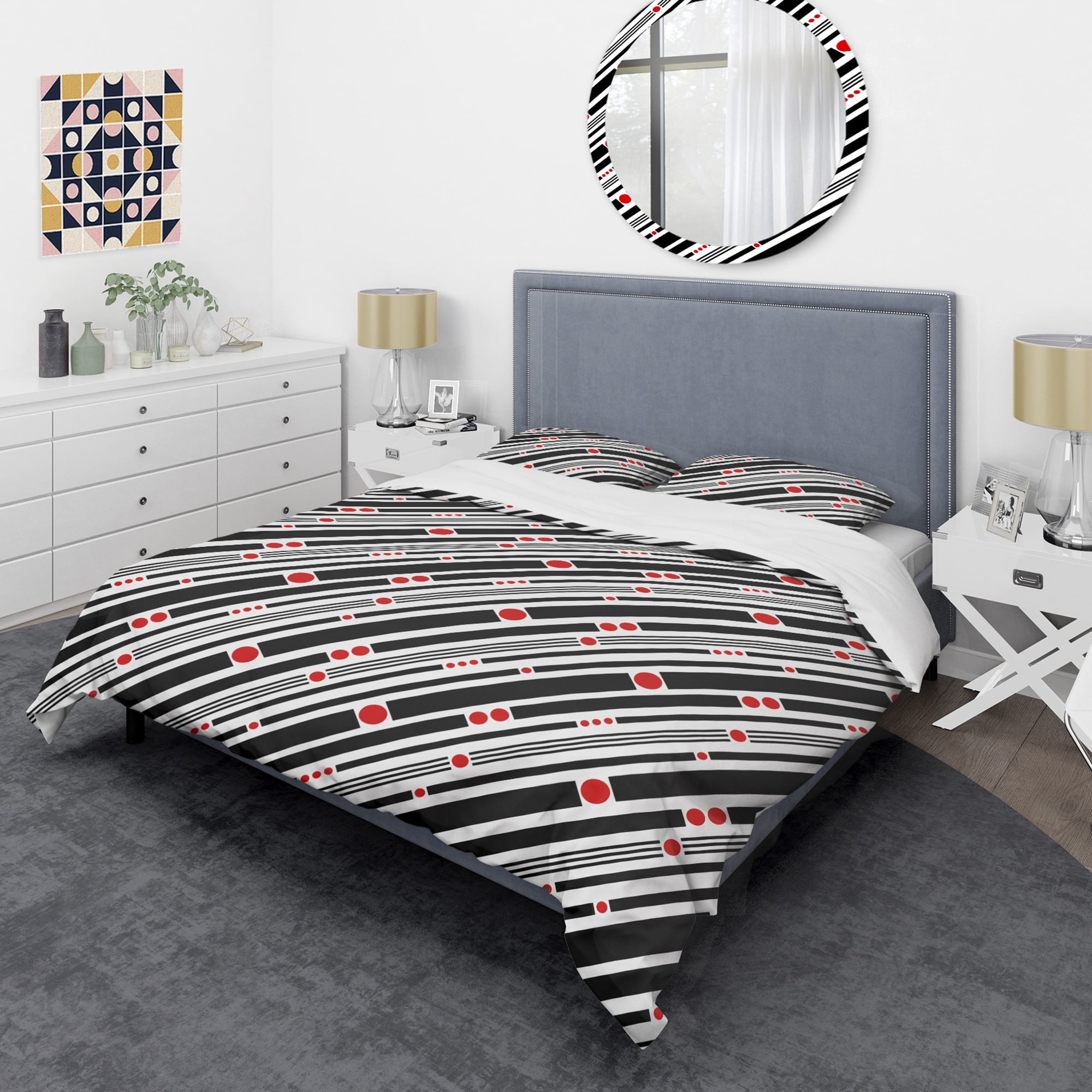 Designart 'Retro Geometrical Abstract Minimal Pattern XII' Mid-Century Modern Duvet Cover Set