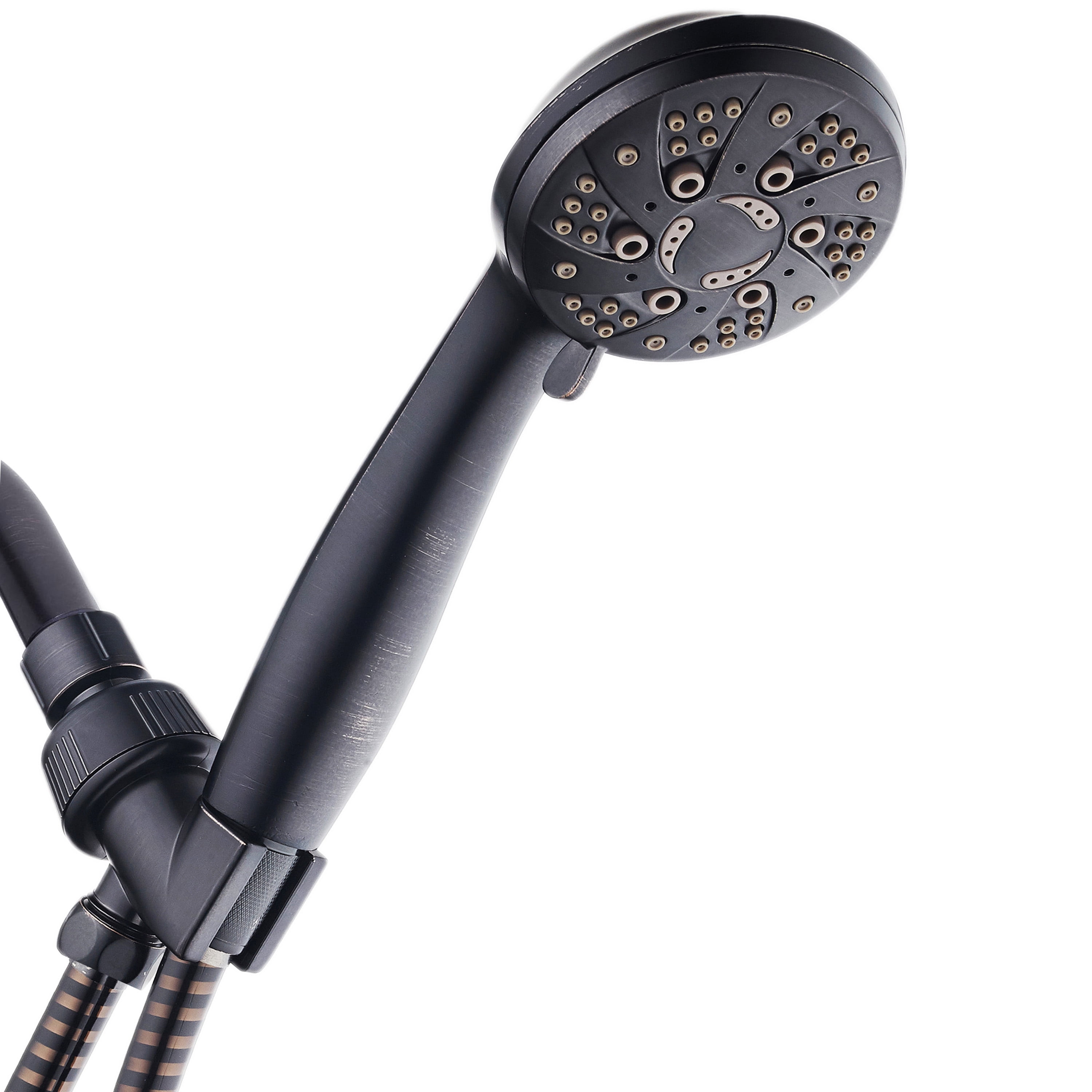 6-setting Handheld Shower Head with Pause Switch+Extra-Long Hose Wall Mounting 