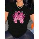 thumbnail image 1 of Awareness Pink Ribbon & Butterfly Graphic Tee for Women - Stretchy Polyester Blend, Casual Round Neck Short Sleeve, Comfortable Summer Top, Awareness Items, 1 of 8