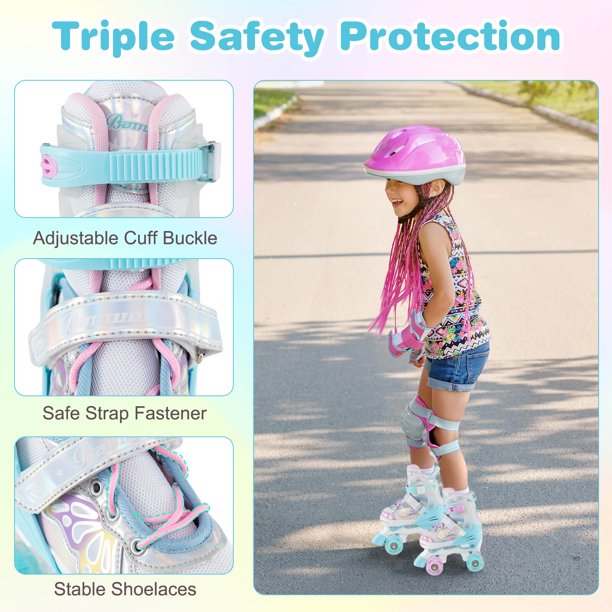 Patins à Roulettes Quad Senhai Bleus - Taille Enfant 11-1 (Réglable) - Occasion