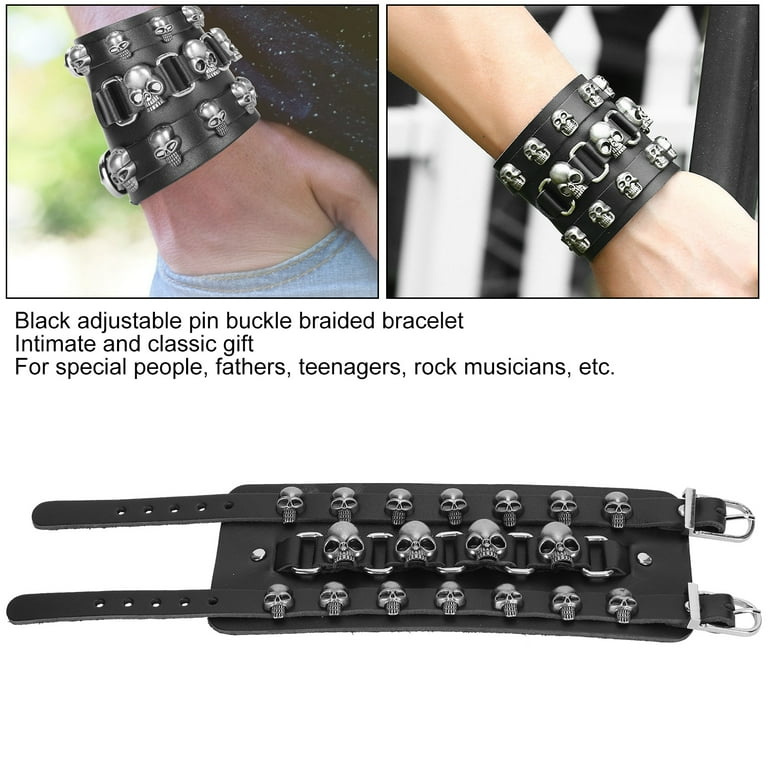 punk wristband vintage gothic skull bracelet wide sleeve handcuffs wrapped cuffs leather studs adjustable leather wristband(black) - Walmart.com punk wristband vintage gothic skull bracelet wide sleeve handcuffs wrapped cuffs leather studs adjustable leather wristband(black) - Walmart.com